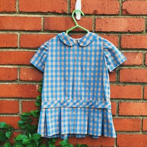 TODDLER vintage drop waist plaid dress 1940/50s 4T